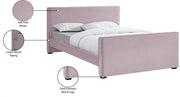 Dillard Velvet Queen Bed Pink - Gate FurnitureQueen Bed