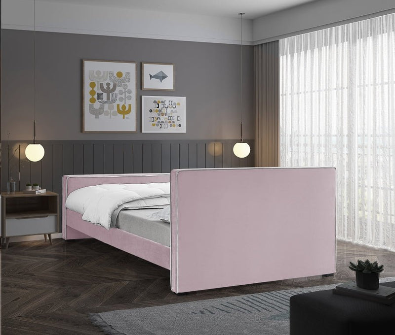 Dillard Velvet Queen Bed Pink - Gate FurnitureQueen Bed