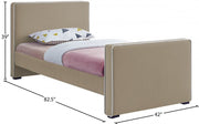 Dillard Velvet Twin Bed Beige - Gate FurnitureTwin Bed