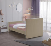 Dillard Velvet Twin Bed Beige - Gate FurnitureTwin Bed