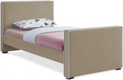 Dillard Velvet Twin Bed Beige - Gate FurnitureTwin Bed