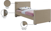 Dillard Velvet Twin Bed Beige - Gate FurnitureTwin Bed