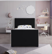 Dillard Velvet Twin Bed Black - Gate FurnitureTwin Bed