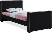 Dillard Velvet Twin Bed Black - Gate FurnitureTwin Bed