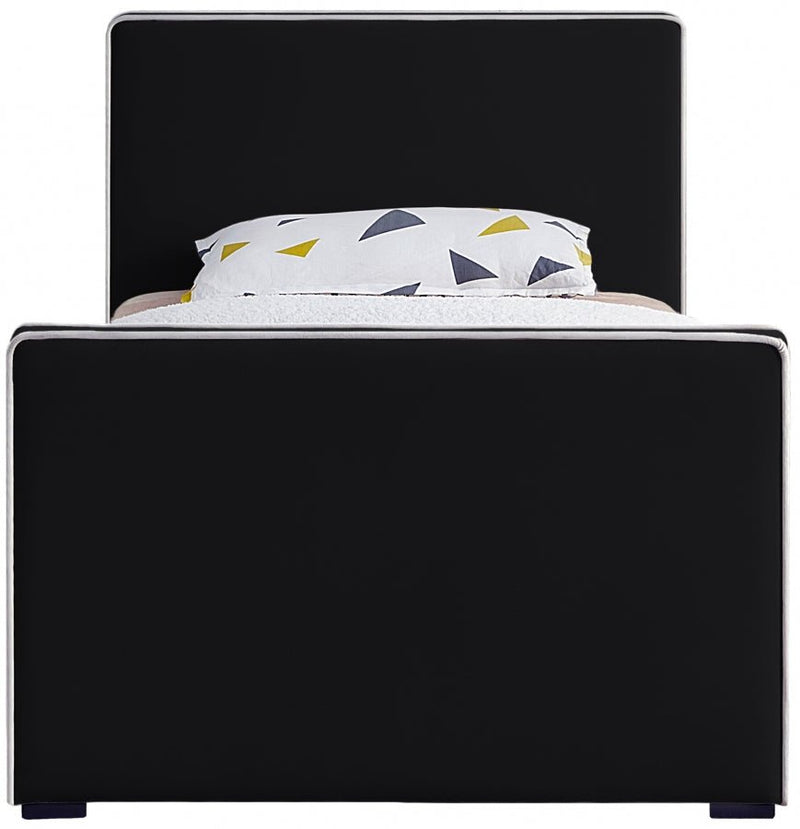 Dillard Velvet Twin Bed Black - Gate FurnitureTwin Bed