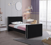 Dillard Velvet Twin Bed Black - Gate FurnitureTwin Bed