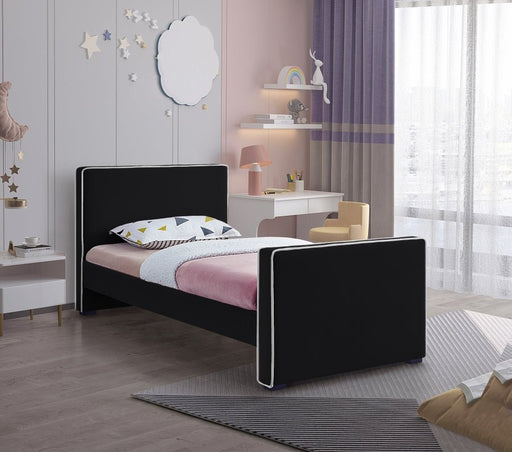 Dillard Velvet Twin Bed Black - Gate FurnitureTwin Bed