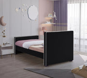 Dillard Velvet Twin Bed Black - Gate FurnitureTwin Bed