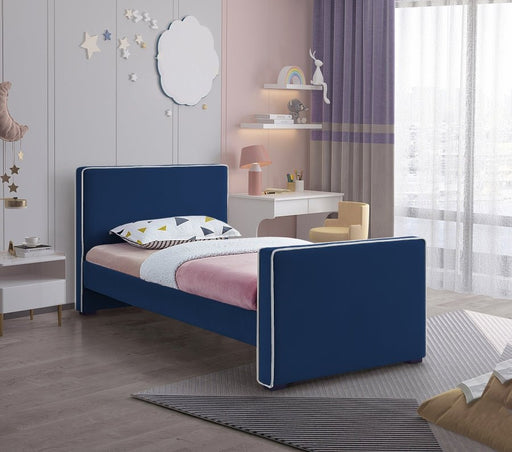 Dillard Velvet Twin Bed Blue - Gate FurnitureTwin Bed