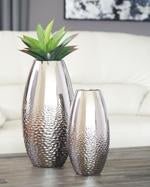 Dinesh Silver Finish Vase (Set of 2) - Gate FurnitureVase