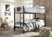 Dinsmore Black/Gray Twin over Twin Bunk Bed with Ladder - B106-59 - Gate Furniture