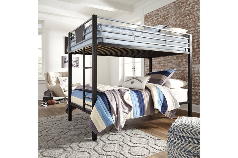 Dinsmore Black/Gray Twin over Twin Bunk Bed with Ladder - Gate FurnitureBunk Bed
