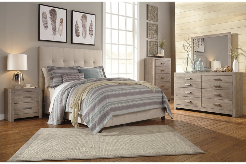 Dolante Beige Queen Upholstered Bed - Gate FurnitureQueen Bed
