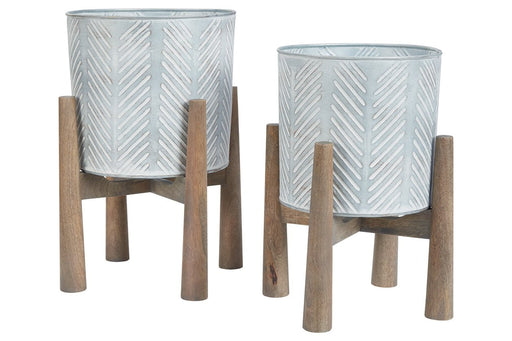 Domele Antique Gray/Brown Planter (Set of 2) - A2000405 - Gate Furniture