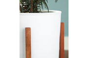 Dorcey White/Brown Planter (Set of 2) - Gate FurnitureTable Top Accessories