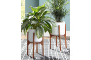 Dorcey White/Brown Planter (Set of 2) - Gate FurnitureTable Top Accessories