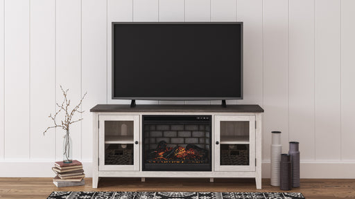 Dorrinson Two - tone Large TV Stand w/Fireplace Option - Gate FurnitureTV Stand