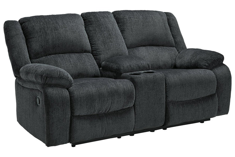 Draycoll Slate Reclining Loveseat with Console - Gate FurnitureLoveseat