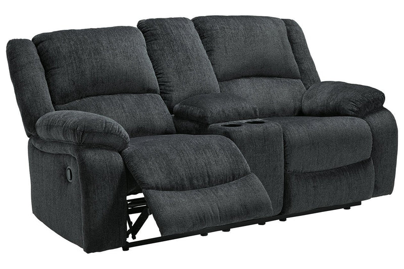 Draycoll Slate Reclining Loveseat with Console - Gate FurnitureLoveseat