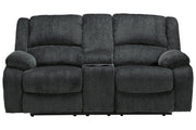 Draycoll Slate Reclining Loveseat with Console - Gate FurnitureLoveseat