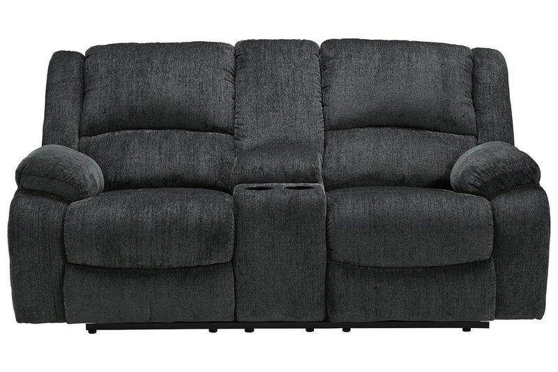 Draycoll Slate Reclining Loveseat with Console - Gate FurnitureLoveseat