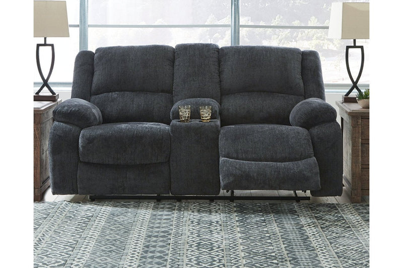 Draycoll Slate Reclining Loveseat with Console - Gate FurnitureLoveseat