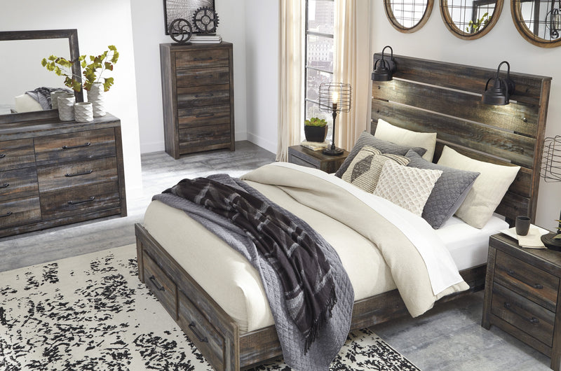 Drystan Brown Queen Footboard Storage Bed - Gate FurnitureQueen Bed