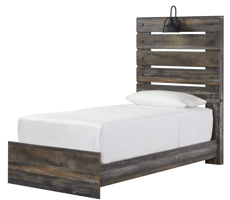 Drystan Brown Twin Panel Bed - Gate FurnitureTwin Bed