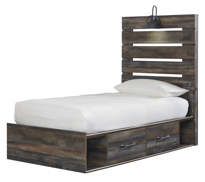 Drystan Brown Twin Side Storage Platform Bed - Gate FurnitureTwin Bed