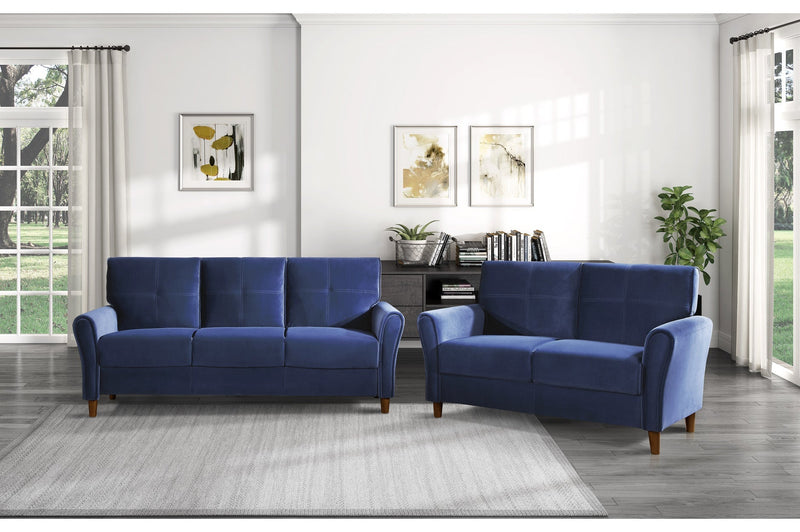 Dunleith Blue Velvet Living Room Set - Gate FurnitureLiving Room Set