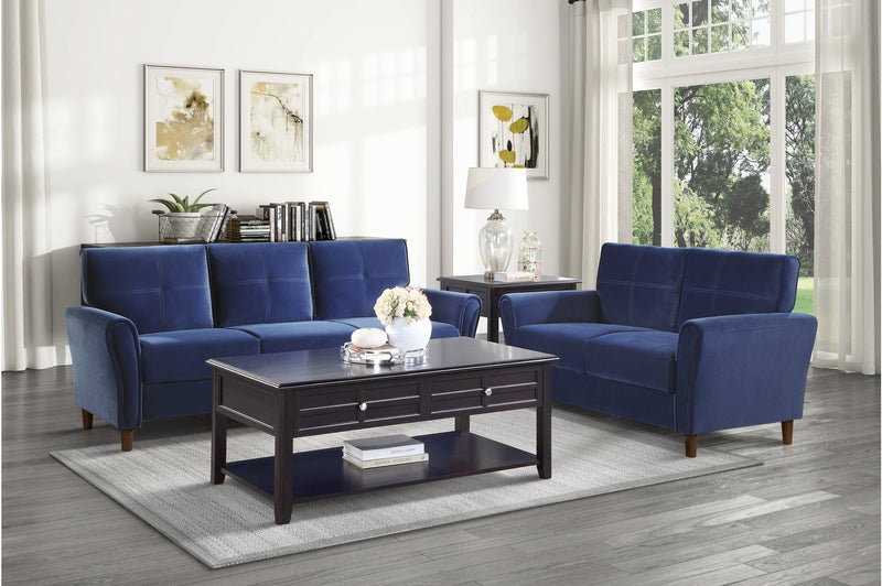 Dunleith Blue Velvet Living Room Set - Gate FurnitureLiving Room Set