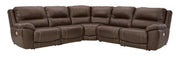 Dunleith Chocolate Power Recliner 5pc Sectionals - Gate FurnitureReclining Sectional