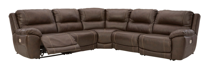 Dunleith Chocolate Power Recliner 5pc Sectionals - Gate FurnitureReclining Sectional