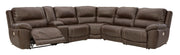 Dunleith Chocolate Power Recliner 6pc Sectionals - Gate FurnitureReclining Sectional