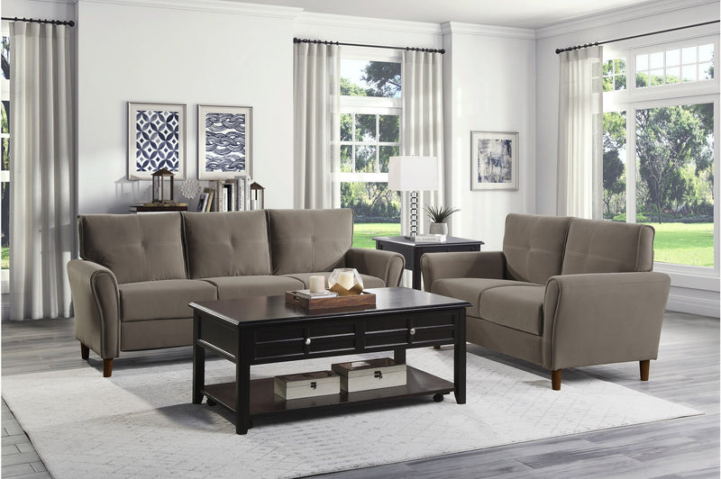 Dunleith Light Brown Velvet Living Room Set - Gate FurnitureLiving Room Set