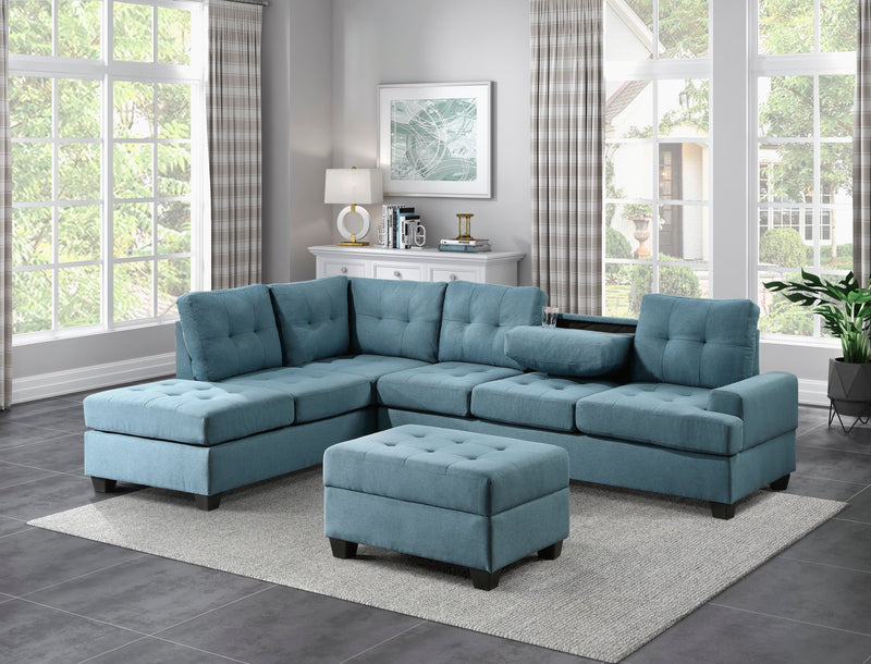 Dunstan Blue Reversible Sectional - Gate FurnitureSectional