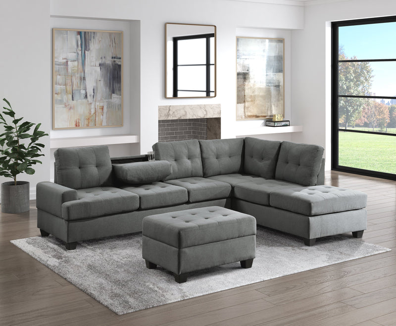 Dunstan Dark Gray Reversible Sectional - Gate FurnitureSectional