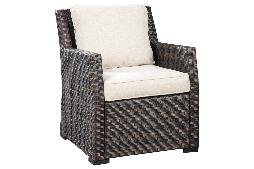 Easy Isle Dark Brown/Beige Lounge Chair with Cushion - P455-820 - Gate Furniture