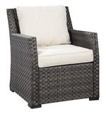Easy Isle Dark Brown/Beige Lounge Chair with Cushion - P455-820 - Gate Furniture