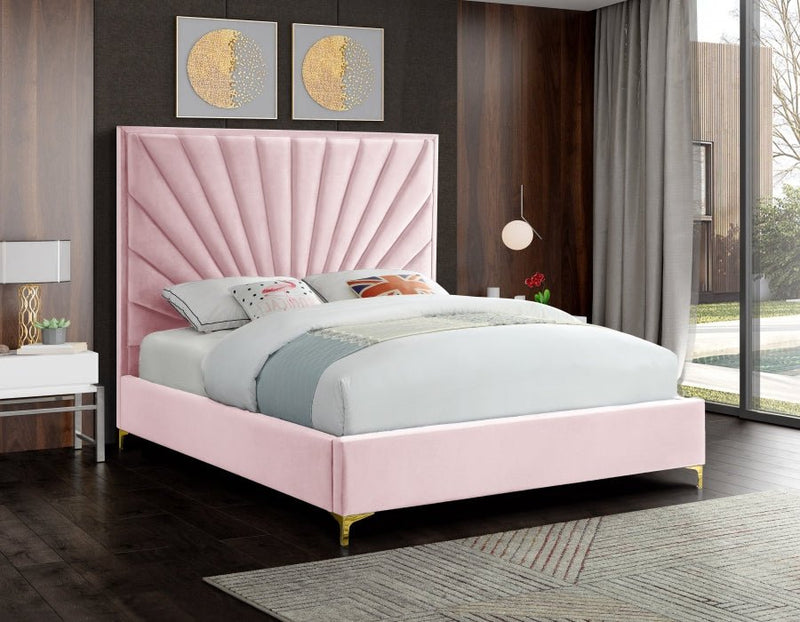 Eclipse Velvet King Bed Pink - Gate FurnitureKing Bed