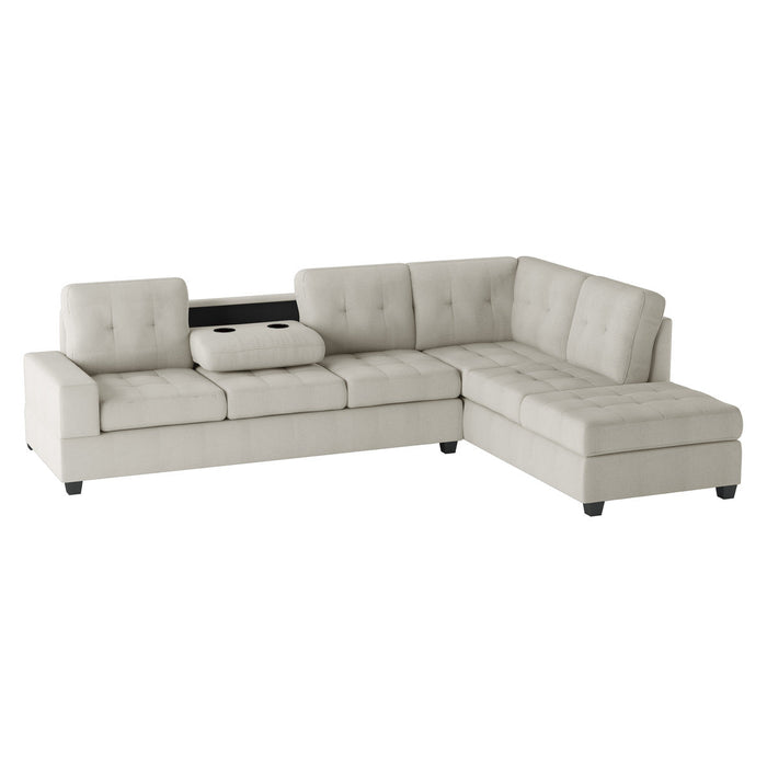 Heights Light Gray Reverisble Sectional with Storage Ottoman