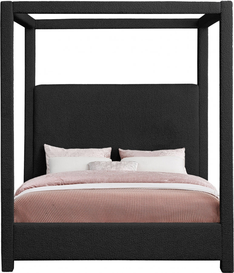 Eden Boucle Fabric King Bed (3 Boxes) Black - Gate FurnitureKing Bed