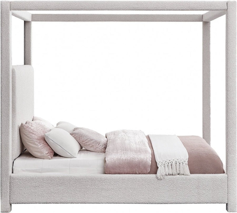 Eden Boucle Fabric King Bed (3 Boxes) Cream - Gate FurnitureKing Bed