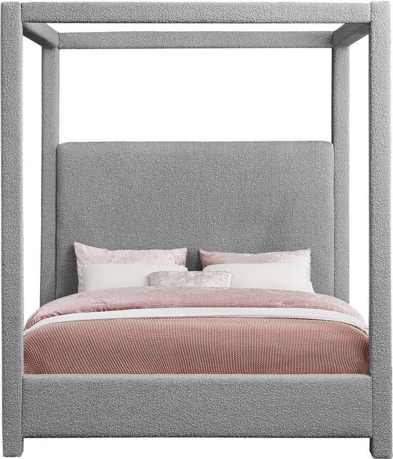 Eden Boucle Fabric King Bed (3 Boxes) Grey - Gate FurnitureKing Bed