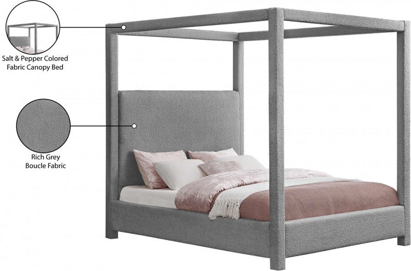 Eden Boucle Fabric King Bed (3 Boxes) Grey - Gate FurnitureKing Bed