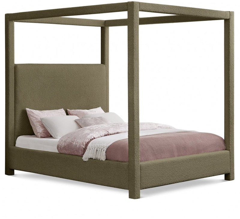 Eden Boucle Fabric King Bed (3 Boxes) Olive - Gate FurnitureKing Bed