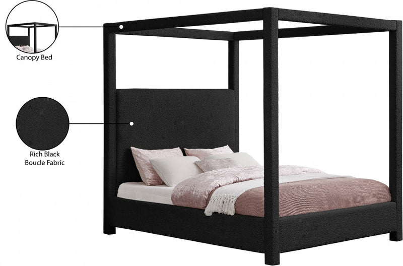 Eden Boucle Fabric Queen Bed (3 Boxes) Black - Gate FurnitureQueen Bed