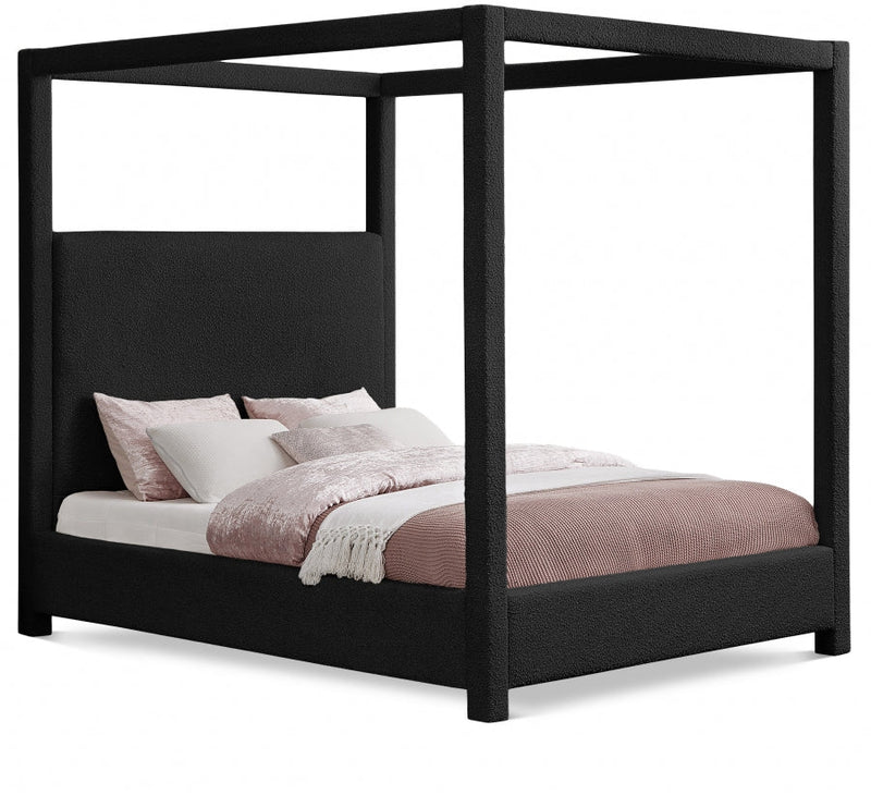 Eden Boucle Fabric Queen Bed (3 Boxes) Black - Gate FurnitureQueen Bed