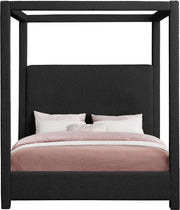 Eden Boucle Fabric Queen Bed (3 Boxes) Black - Gate FurnitureQueen Bed