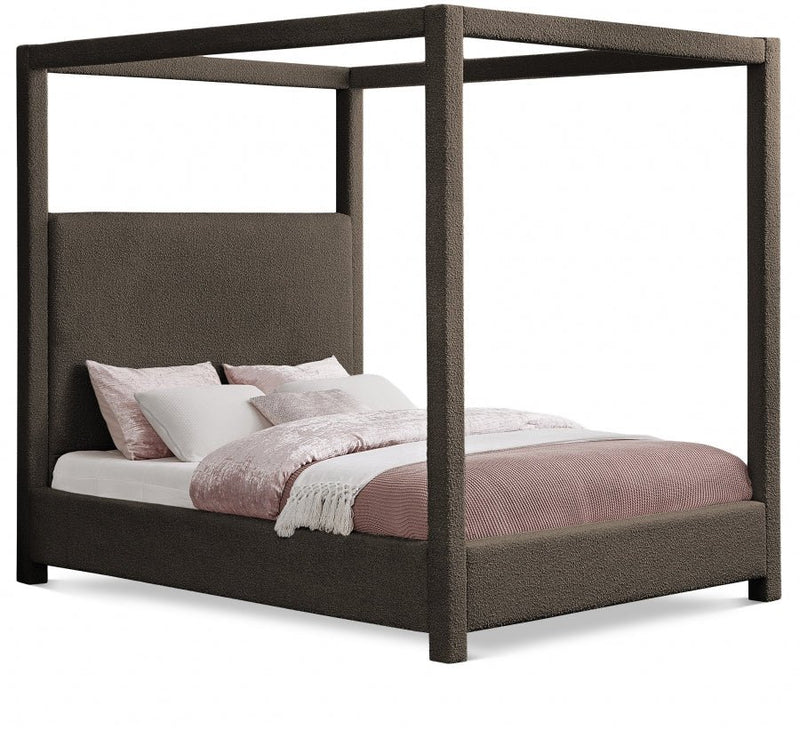 Eden Boucle Fabric Queen Bed (3 Boxes) Brown - Gate FurnitureQueen Bed